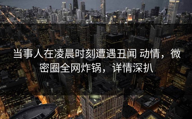 当事人在凌晨时刻遭遇丑闻 动情,微密圈全网炸锅,详情深扒 当事人在凌晨时刻遭遇丑闻 动情,微密圈全网炸锅,详情深扒