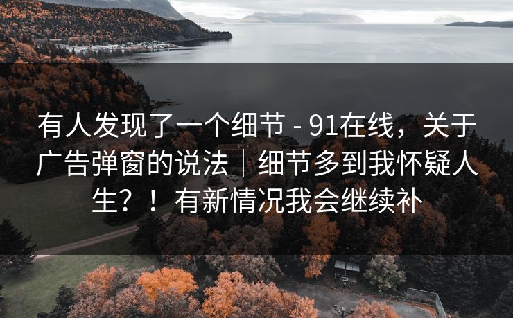有人发现了一个细节 - 91在线，关于广告弹窗的说法｜细节多到我怀疑人生？！有新情况我会继续补