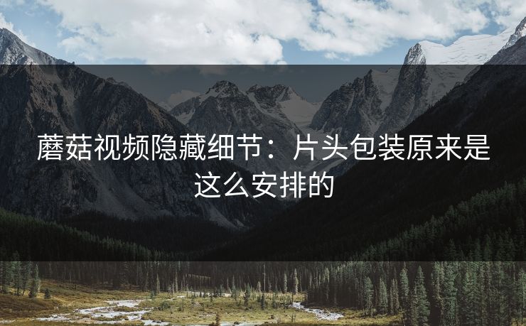 蘑菇视频隐藏细节：片头包装原来是这么安排的