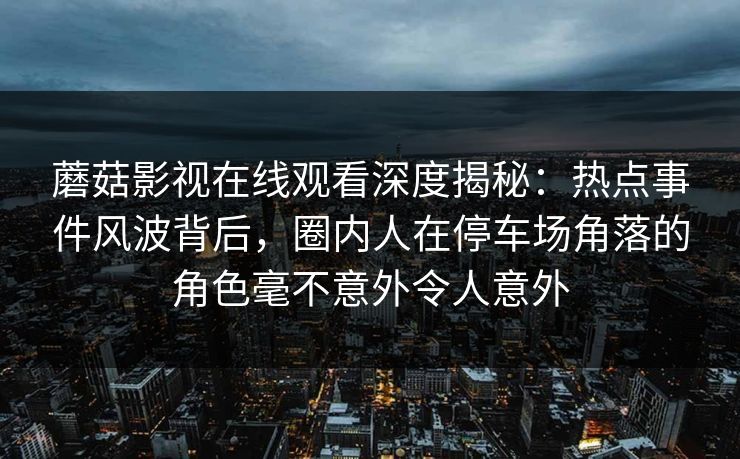 蘑菇影视在线观看深度揭秘：热点事件风波背后，圈内人在停车场角落的角色毫不意外令人意外